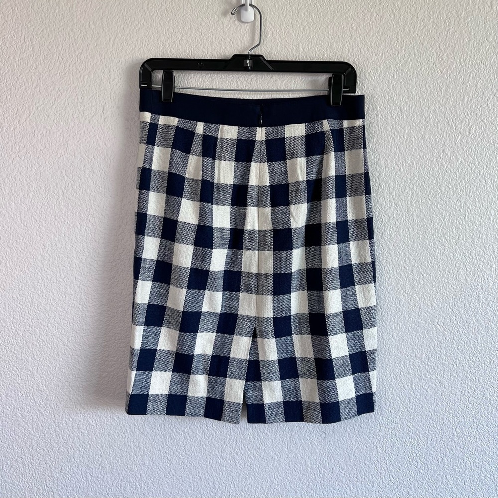 J. Crew Women’s Mini Pencil Skirt in Cotton-Linen Tweed Navy Buffalo Check‎ - Picture 4 of 13